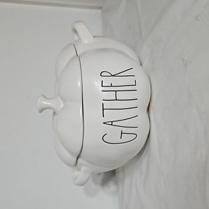 Rae Dunn artisan collection black on white gather pumpkin glossy soup dish